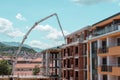 Asenovgrad, Plovdiv / Bulgaria Ã¢â¬â 07/05/2022: Concrete pump at the construction site